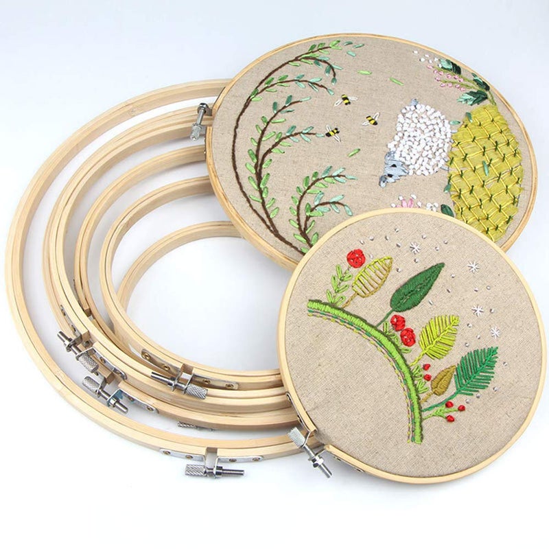 MDPQT Full Range of Embroidery Starter Kit,5 Pieces Bamboo Embroidery Hoops,100 Color Embroidery Threads,Cross Stitch Tool Kit - Image 4